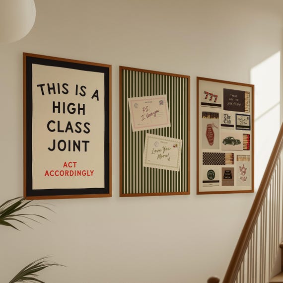 Trendy Poster Set of 3 Prints: This is a High Class Joint Print, Matchbox Prints, Postcard Prints, Dopamine Decor Bundle (Digital Download)