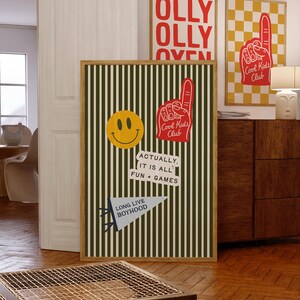 Boys Room Decor: Vintage Stripe Collage Print, Retro Kids Room Wall Art (Unframed, Vertical) image 6