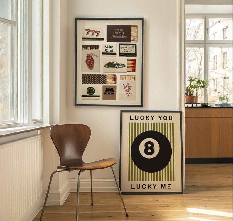 Trendy Poster Set of 3 Prints: 8 Ball Print, Lucky You Lucky Me, Matchbox Prints, Ciao, Dopamine Decor Bundle (Digital Download) image 7