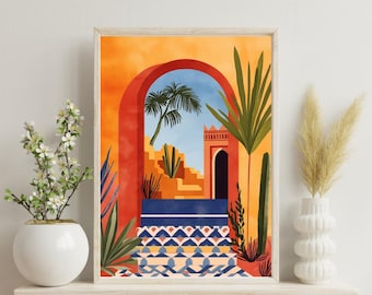 Marrakesh Wall Art Print Colorful Travel Poster City Art Digital Download