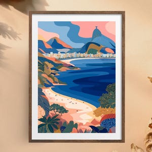 Farbenfroher Rio de Brasilien Kunstdruck - Lebhaftes Brasilien Reiseposter für die Galeriewand oder das Innendekor