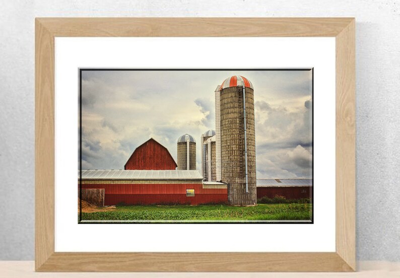 Farm Photography Country Wall Art Rustic Landscape Horizontal Print Rural Decor Farmhouse Barn Silo