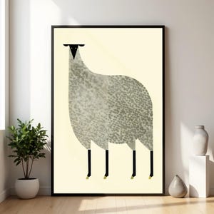 Sheep Wall Art Print | Minimalist Farm Animal Digital Download | Modern Country Home Decor for Living Room or Nursery