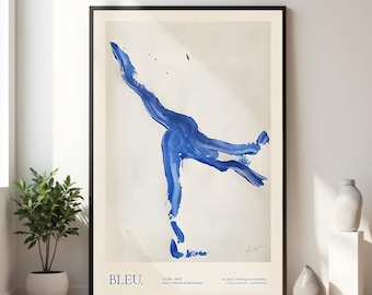 Blue Wall Art, Abstract Human Figure, Poster, Printable Digital Download