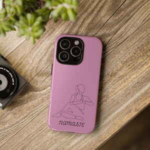 Namaste Phone Case, Yoga Lover Gift, Meditation Accessory, Pink Tough Case, Inspirational Cell Phone Cover, Yoga Vibes Phone Case, Gift Idea