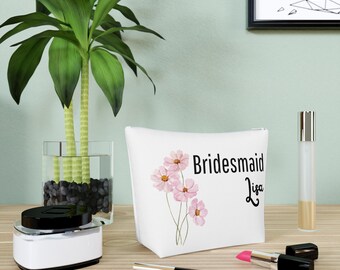 Bridesmaid Bag *personalizable - Bridesmaid cosmetic bag, gift for bridesmaids, cotton makeup bag, JGA accessory