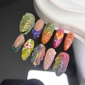 Extra cute and kawaii Press on Nails | Short Press on Nails | Reusable Press on nails | Press on Nails Almond | Gel X Nails