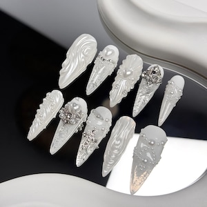 Wedding Press on Nails | long Press on Nails | stiletto Press on nails | Press on Nails stiletto |  Press on Nails long | Gel x Nails