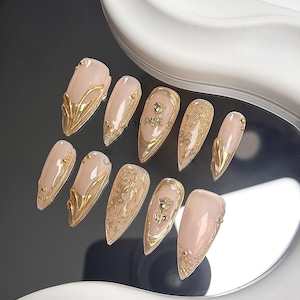 Extra cute and handmade press on nails | French tip Press on Nails | Long Press on Nails |  Press on Nails Long | Gel X Nails