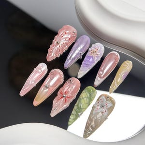 Spring Press on Nails | long Press on Nails | stiletto Press on nails | Press on Nails stiletto |  Press on Nails long | Gel X Nails