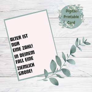 Card: Age is just a number, funny birthday card, printable