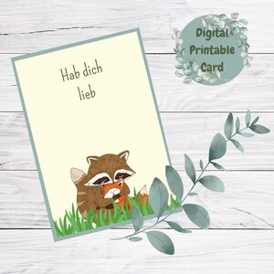 Süße Fuchs-Karte „Hab dich lieb“ – Digitale Sofort-Download-Karte | Zum Ausdrucken | Liebevolle Aufmerksamkeit für Groß und Klein