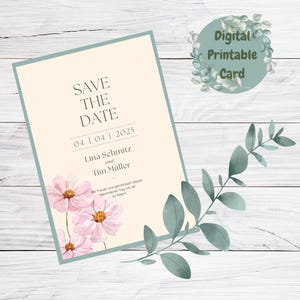 Tarjeta digital para guardar la fecha de boda: personalizable mediante enlace | Elegante y moderno | Inmediatamente editable y listo para imprimir.