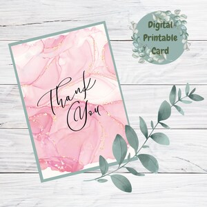 Cartão de agradecimento rosa – elegante e minimalista | Download instantâneo editável