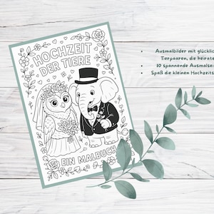 Kleurboek voor de kleine gasten/Bruiloft/Kleurplaten/Dieren/Afdrukken/Downloaden