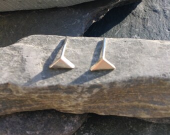 triangle stud sterling silver earrings