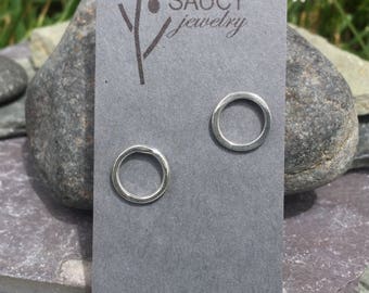 Circle studs in sterling silver minimalist