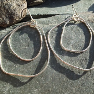 organic double hoop swinging earrings in sterling silver image 2