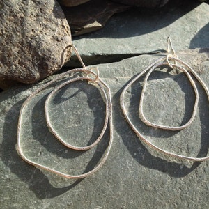 organic double hoop swinging earrings in sterling silver image 3