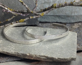 Narrow Textured Affirmation Cuff sterling silver handmade affirmation bracelet