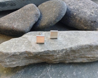 Square stud earrings in sterling silver