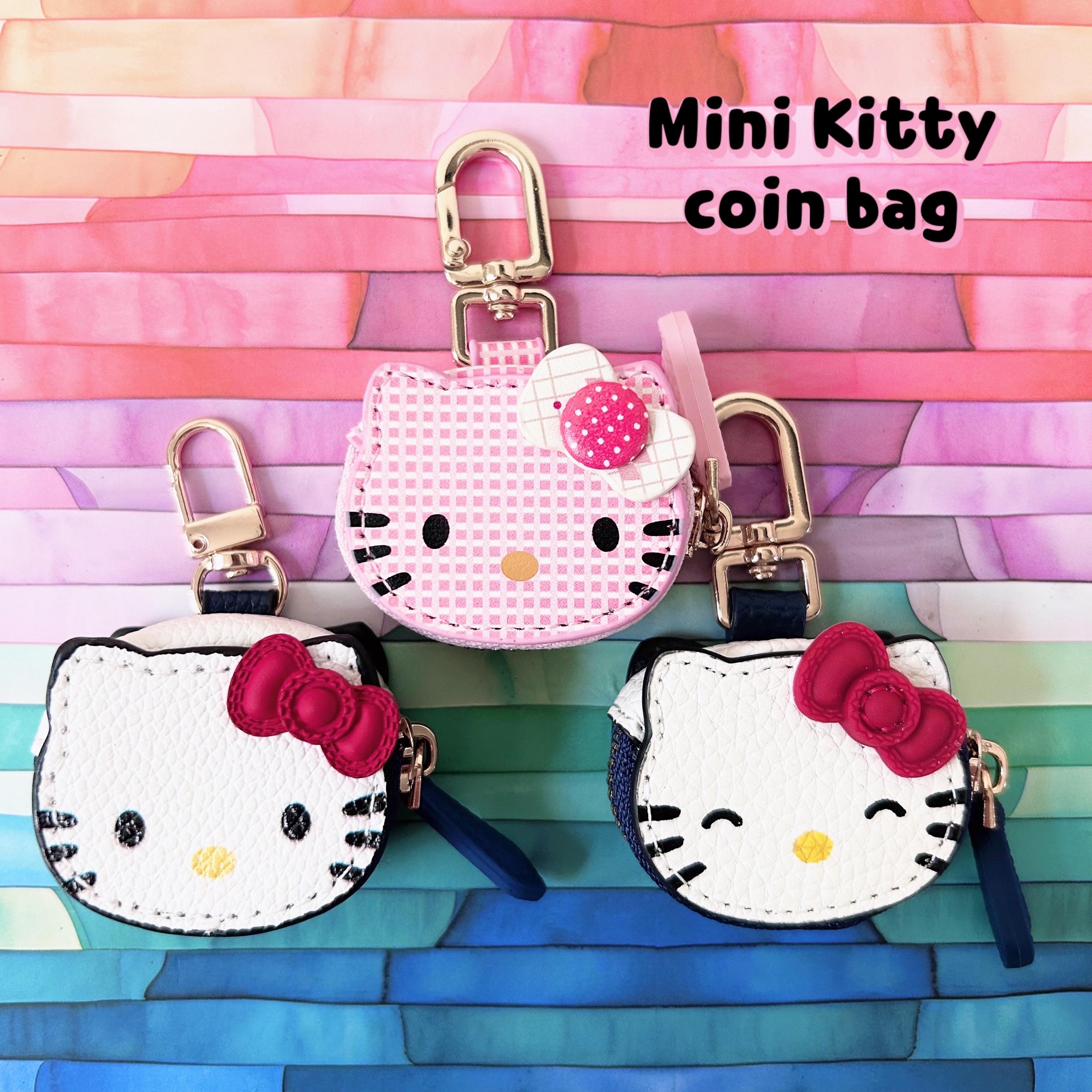 Sanrio Hello Kitty Mini Coin Bag, Vintage Leather Keychain Charm