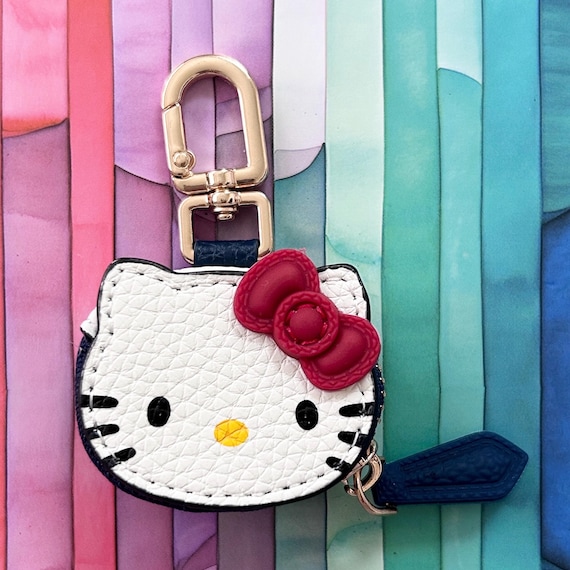 Sanrio Hello Kitty Mini Coin Bag, Vintage Leather Keychain Charm