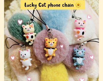 Lucky Cat Phone Charm: Friendship Couple Chain