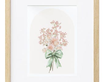 Blush Floral Bouquet Art Print: Minimalist Botanical Decor (Digital Download)