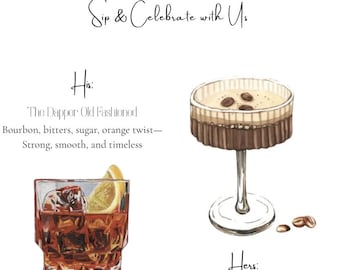 Editable Wedding Bar Menu Sign: Signature Cocktails (Digital Download)