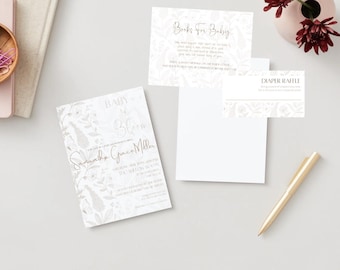 Floral Baby Shower Invitation Bundle: Editable Canva Template (Digital Download)