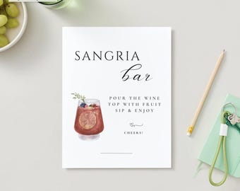 Elegant Sangria Bar Sign: Wedding & Party Decor (Digital Download)