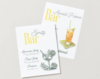 Printable Bar Menu Sign Bundle: Taco, Arnold Palmer, Spritz Bar Signs