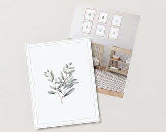 Eucalyptus Wall Art Prints: Minimalist Greenery Set (Digital Download)
