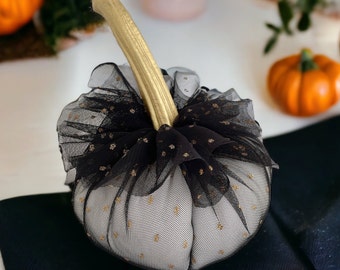 Winifred's Favorite Pumpkin - Velvet, Mesh and Glitter Pumpkin dipped in Gold - Halloween Decor