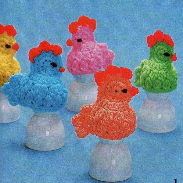 Crochet Pattern Egg Cozy Easter Chick Chicken Cozies PDF Download 1960 the vintage purl