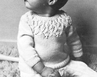 knitting pattern baby cardigan sweater round yoke pullover jumper pdf download 1940 the vintage purl