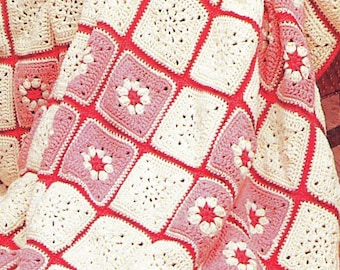 Flower Granny Square Crochet Pattern PDF, Daisy Granny Square, Floral Afghan Blanket Square Motif, Instant Download