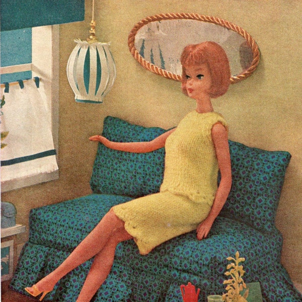 knitting pattern barbie skirt top blouse pencil summer doll clothing 1960 PDF DOWNLOAD the vintage purl