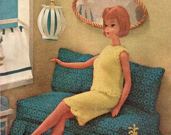Patrón de punto en PDF para falda y top de Barbie – Conjunto de ropa vintage para muñecas, ropa DIY, descarga instantánea