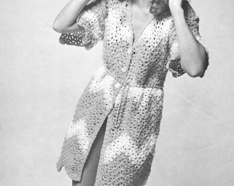 Padrão vintage de saída de praia em crochê, vestido de crochê para usar por cima da roupa, roupão de praia feminino, download em PDF, download instantâneo.