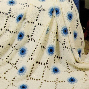 CROCHET PATTERN granny square afghan blanket ⨯ sunflower flower motif ⨯ lace throw ⨯ PDF download by The Vintage Purl