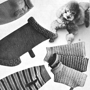 knitting pattern dog sweater puppy easy basic knit coat jacket farisle stripe toy poodle 1970 PDF DOWNLOAD the vintage purl