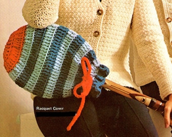 Vintage Crochet Tennis Racket Cover Pattern PDF, DIY Yarn Bombing Sports Cover, Crochet Lollipop Prop, Instant Download