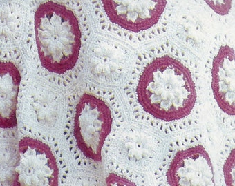 Octagon Granny Square Crochet Pattern PDF, Floral Daisy Blanket Block Motif, Easy Afghan Throw Pattern, Instant Download