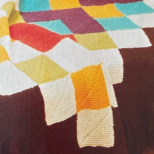 Patchwork Block Blanket Knitting Pattern PDF, Vintage Afghan Throw Design, Instant Download