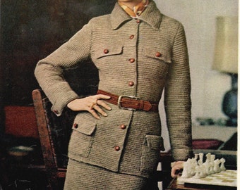 tunisian crochet pattern ladies suit skirt blazer womens jacket safari clothing 1960 PDF DOWNLOAD the vintage purl