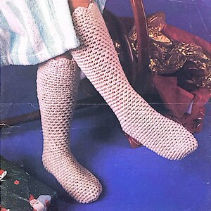 Vintage Crochet Knee High Socks Pattern, Tube Sock Bed Slippers PDF, Instant Download