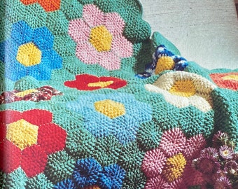 crochet pattern hexagon blanket honeycomb afghan granny square motif 1960 PDF DOWNLOAD the vintage purl