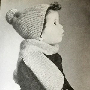 knitting pattern children hat scarf toddler set pdf download 1950 the vintage purl